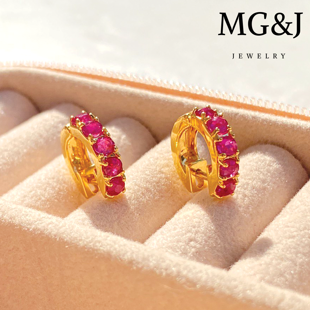 Ruby Huggies Earrings