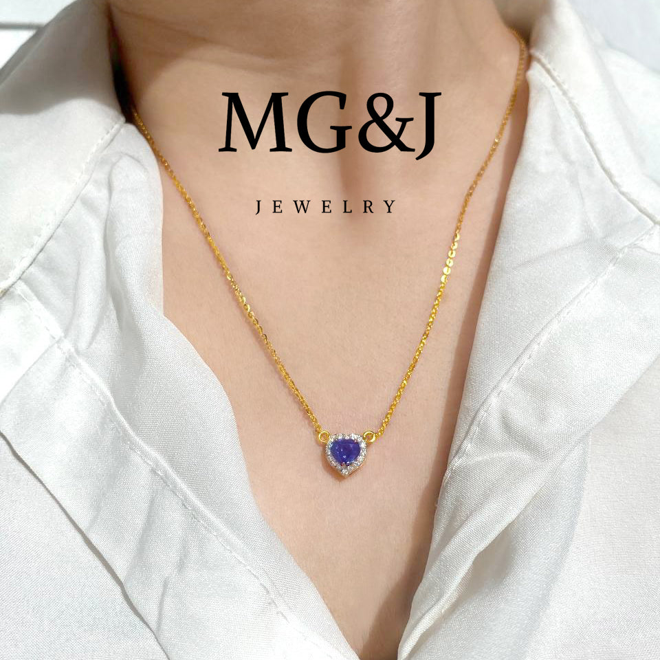 Ocean Sapphire Heart Necklace