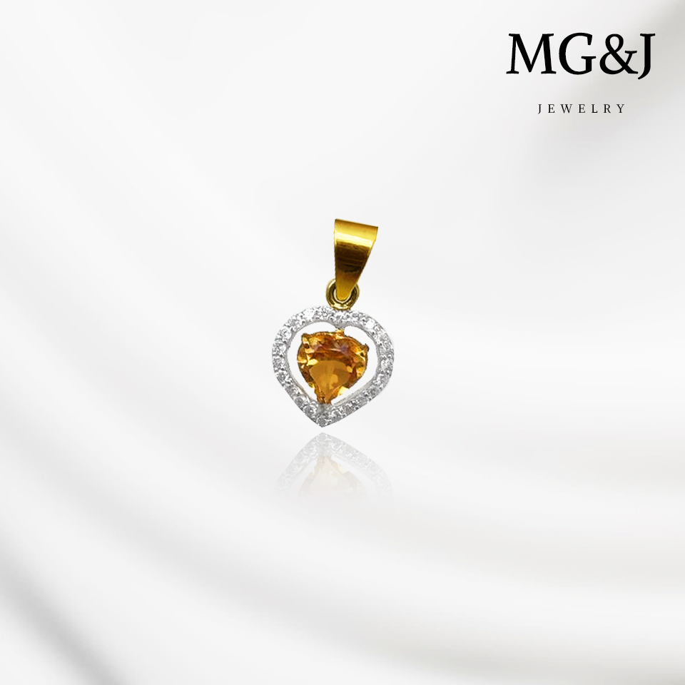Citrine and Diamond Heart Pendant
