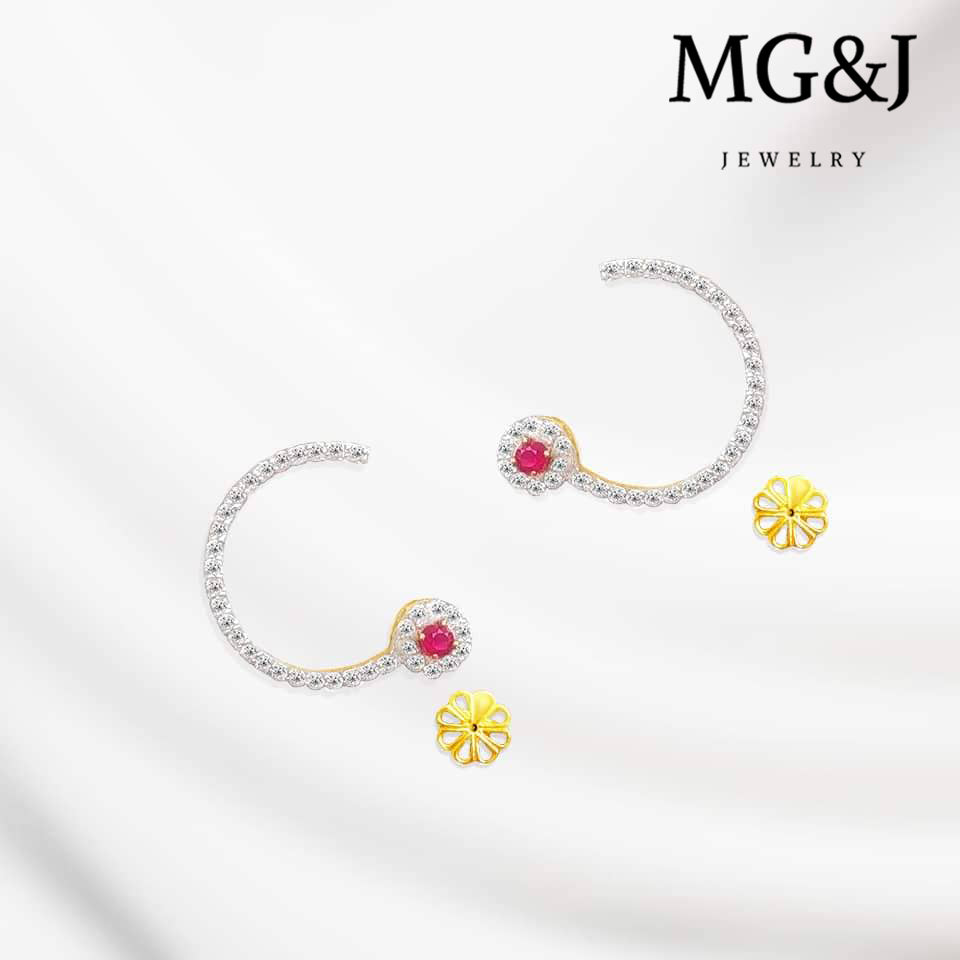 Mogok Ruby Half Moon Earrings