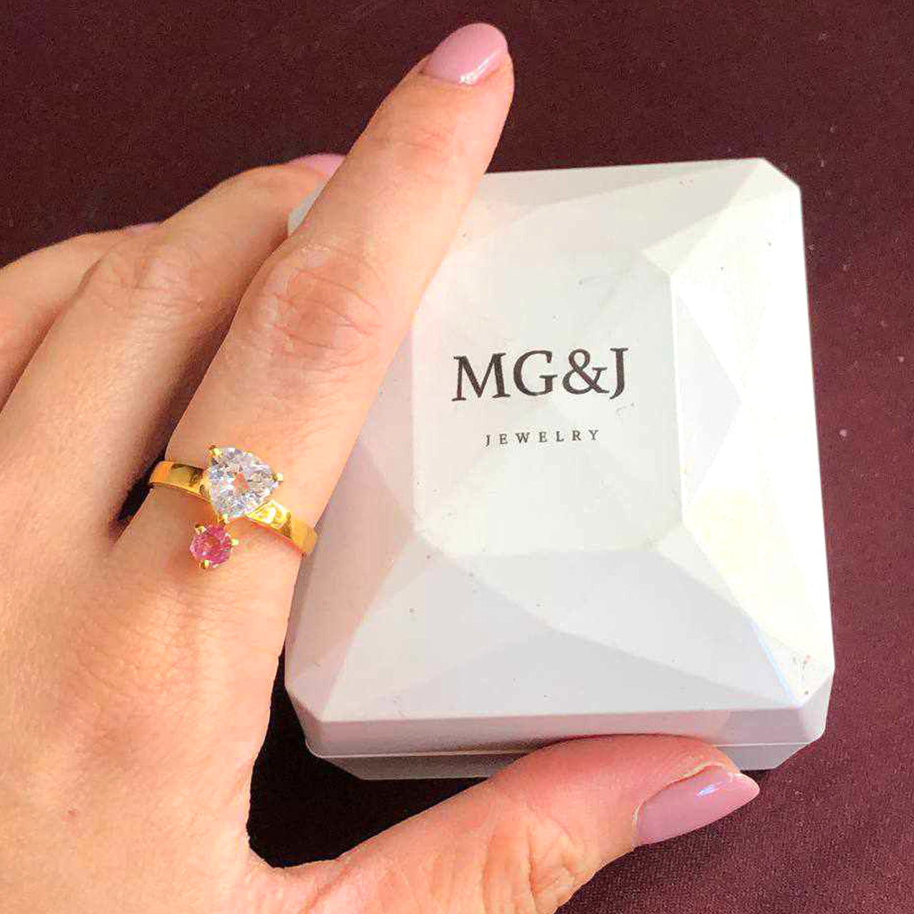 Natural Topaz and Spinel Ring