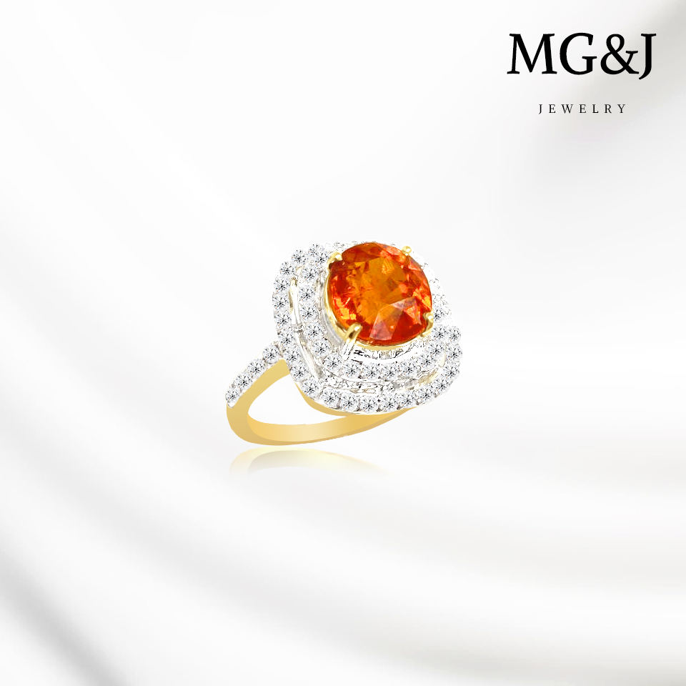 Spessartine Queen Orange Garnet And Diamond Ring
