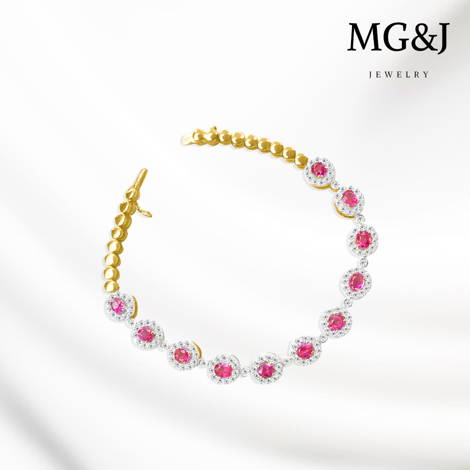 Pink Sapphire Halo Bracelet