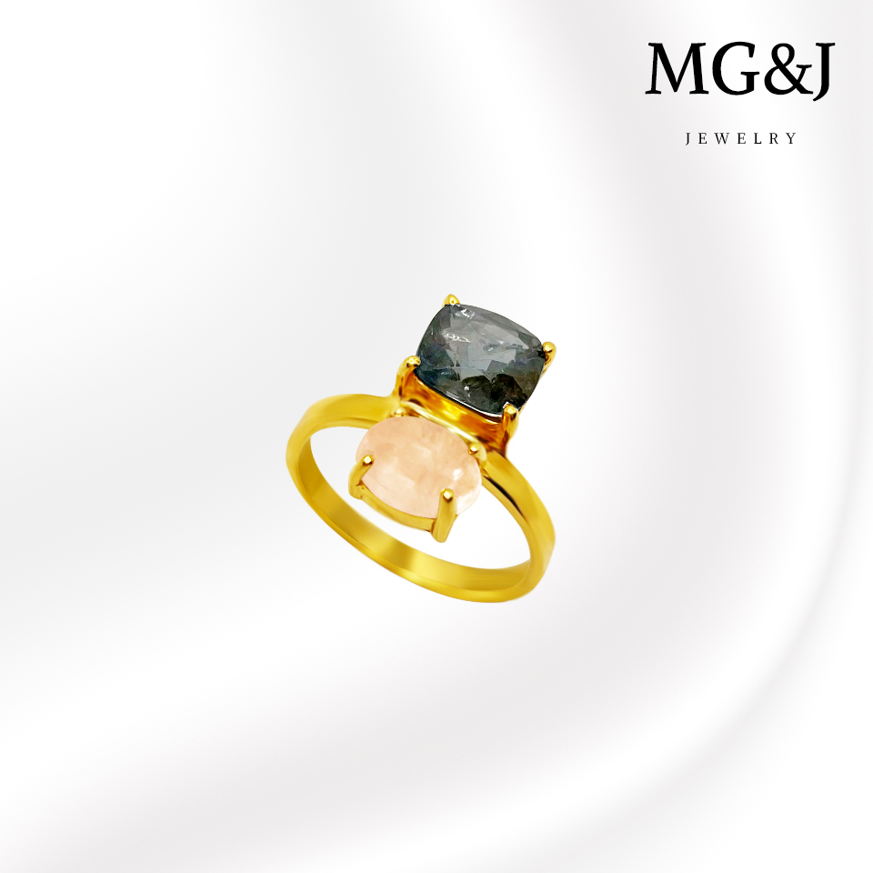 Candy Grey Spinel and Tourmaline Ring