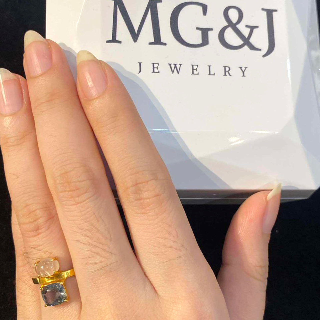 Candy Grey Spinel and Tourmaline Ring