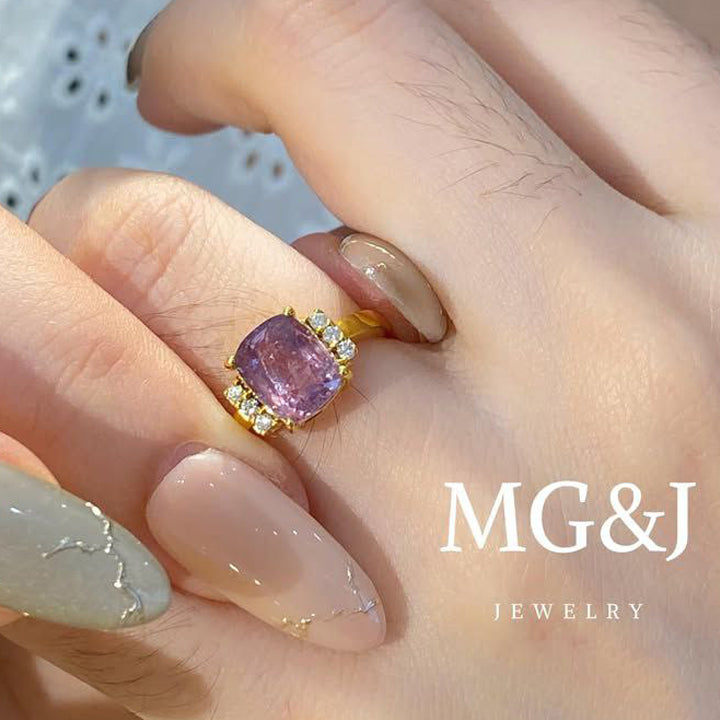 Amethyst Diamonds Ring