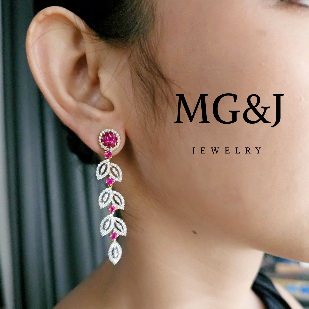 Wearable Art Diamond and Rubies Earrings