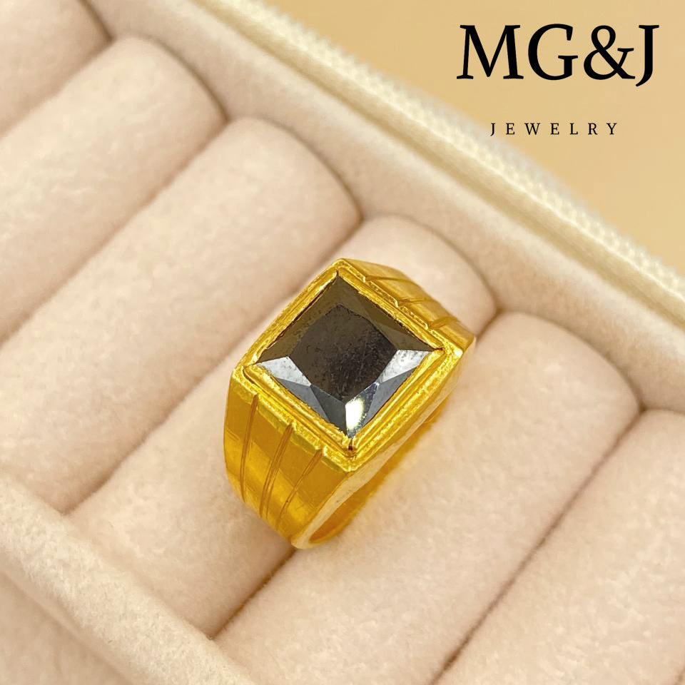 24K Black Stone Ring