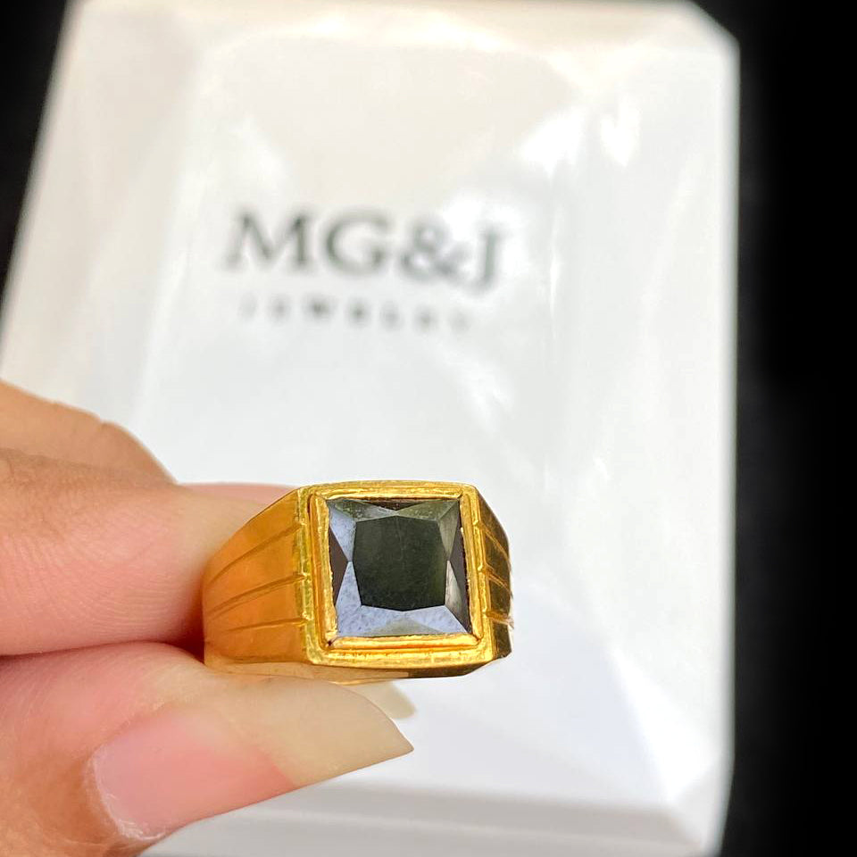 24K Black Stone Ring