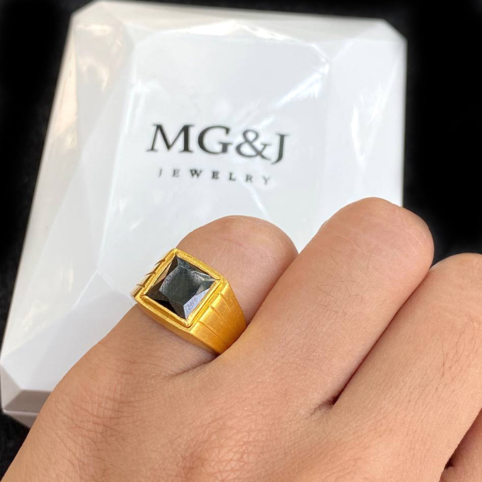 24K Black Stone Ring