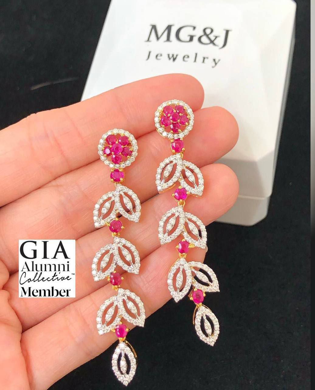 Wearable Art Diamond and Rubies Earrings