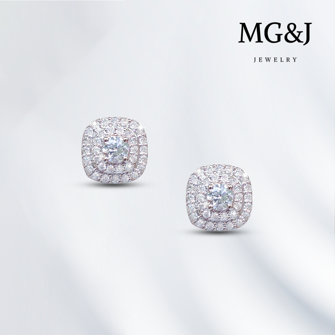 GIA Diamond Double Halo Earrings