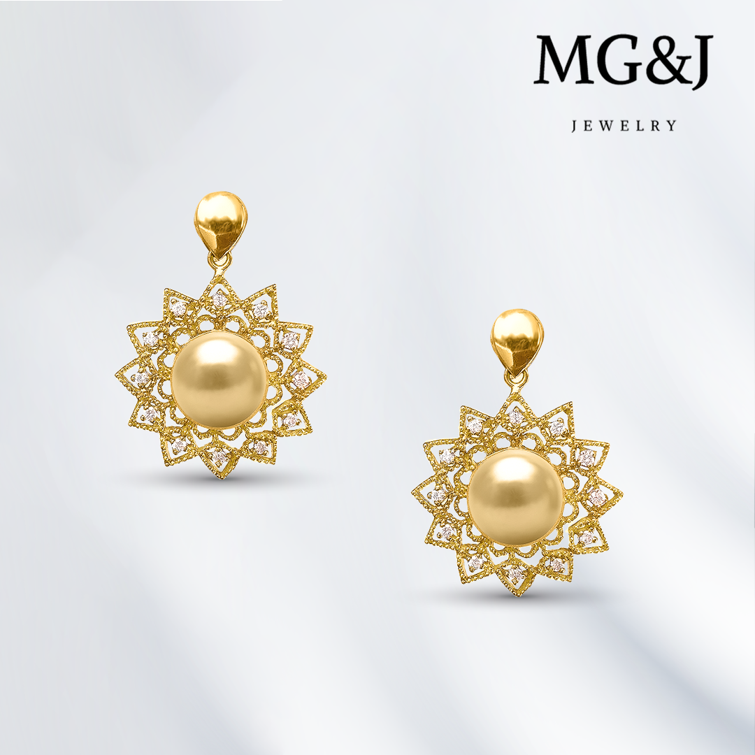 Premium South Sea Cultured Pearl and Diamonds Earrings