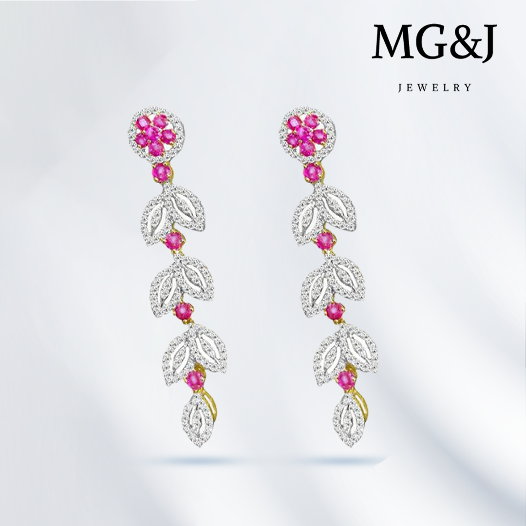 Wearable Art Diamond and Rubies Earrings