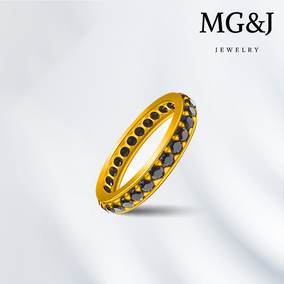 Black Spinel Band Ring