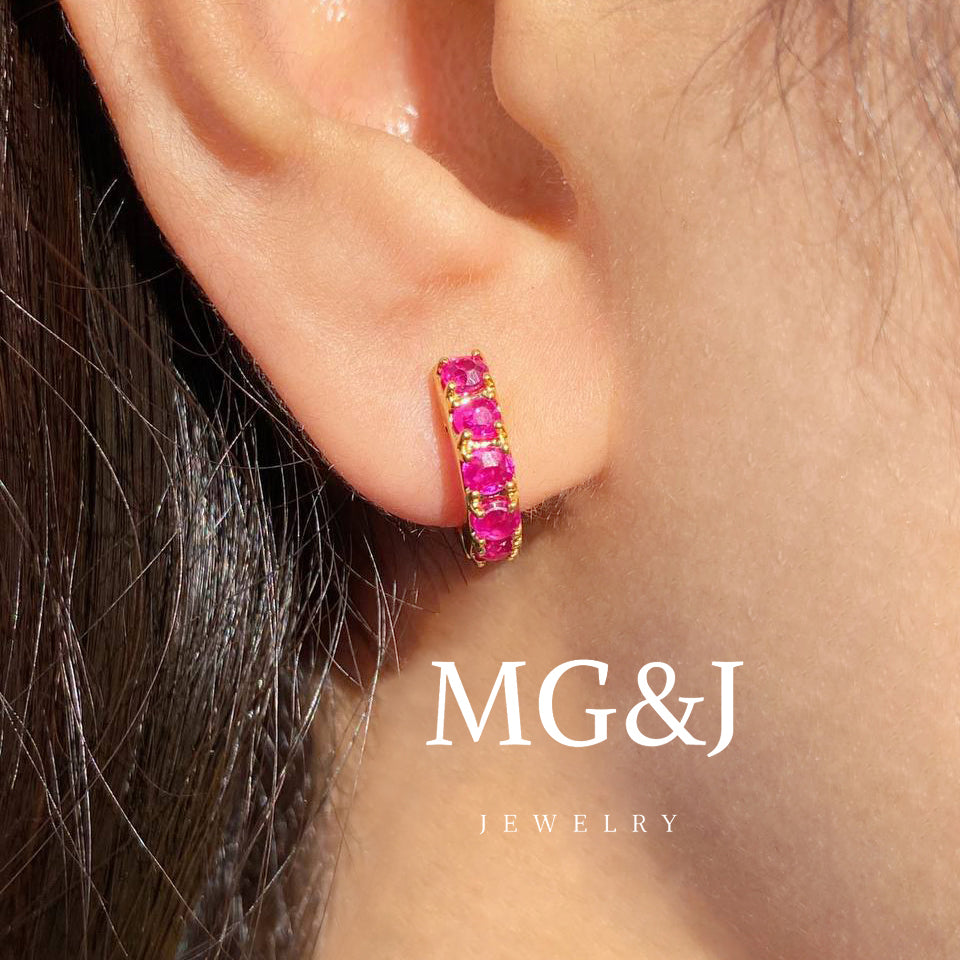 Ruby Huggies Earrings