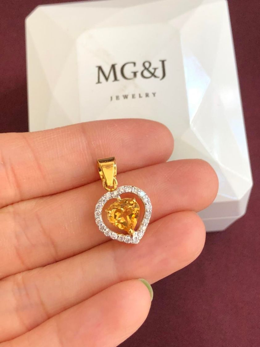 Citrine and Diamond Heart Pendant