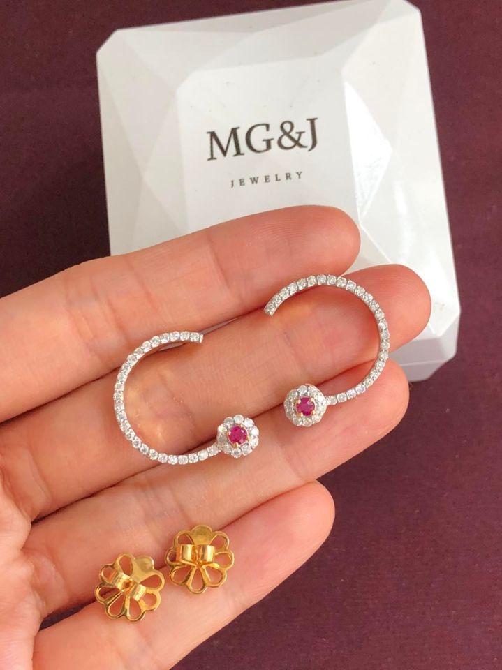 Mogok Ruby Half Moon Earrings