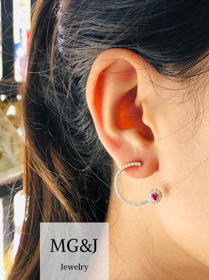 Mogok Ruby Half Moon Earrings