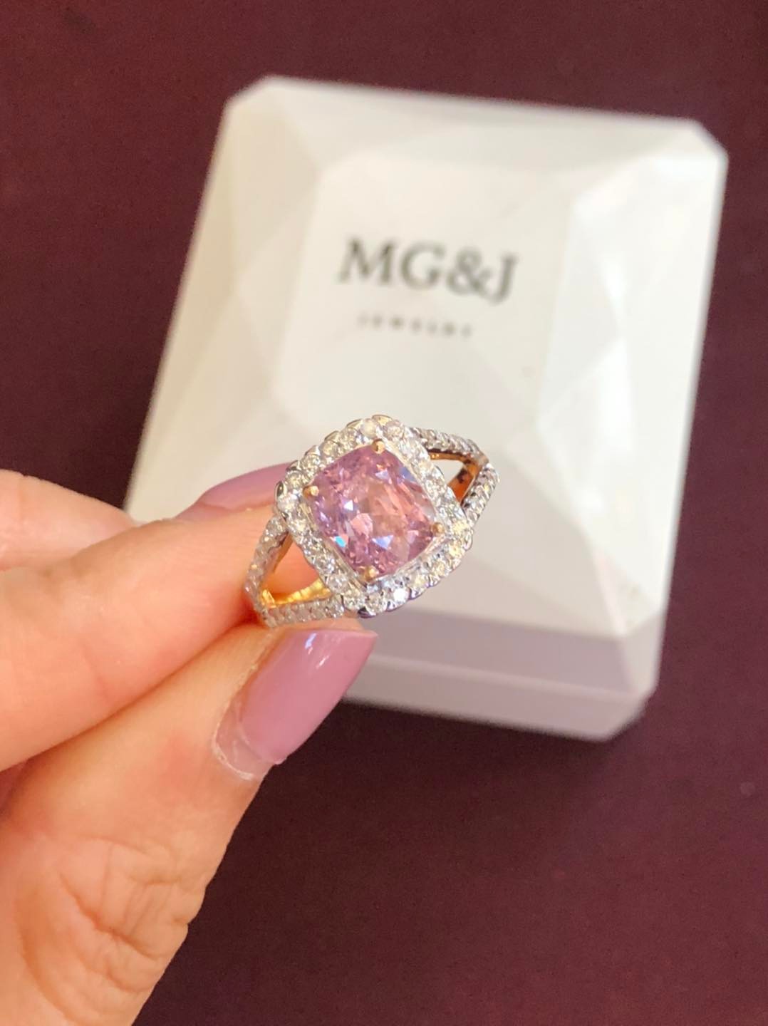 Pink Spinel and Diamonds Ring(Sparkle)