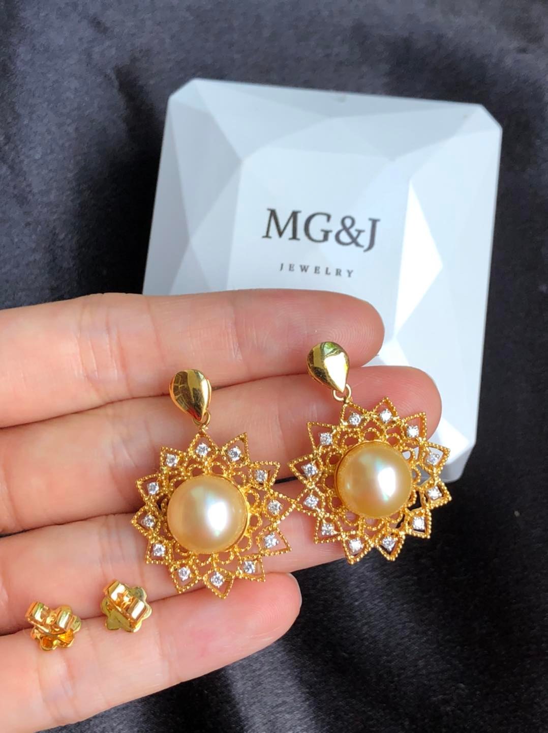 Premium South Sea Cultured Pearl and Diamonds Earrings