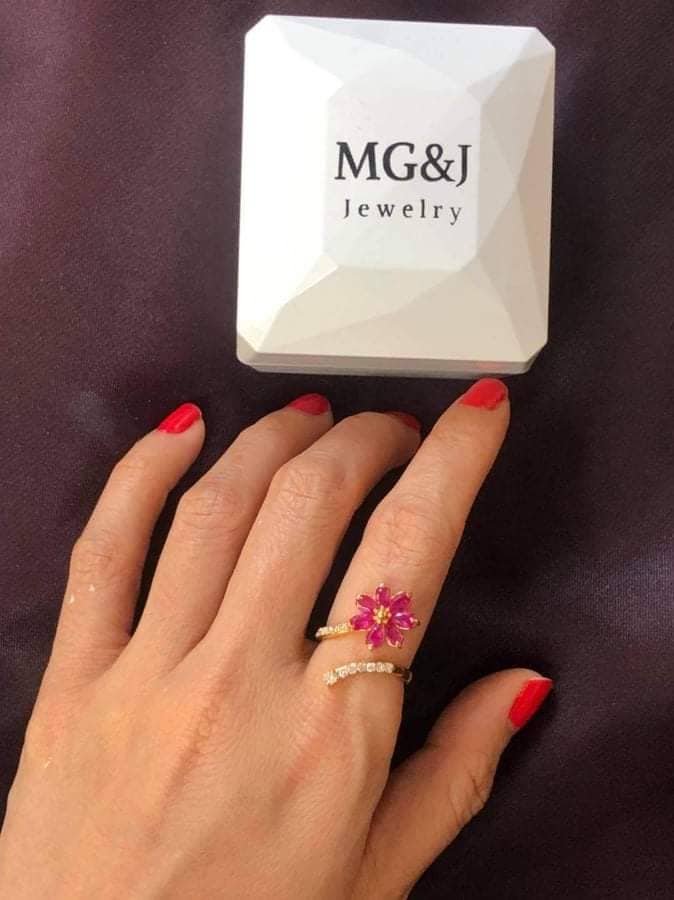 Mogok Blooming Ruby and Diamonds Ring