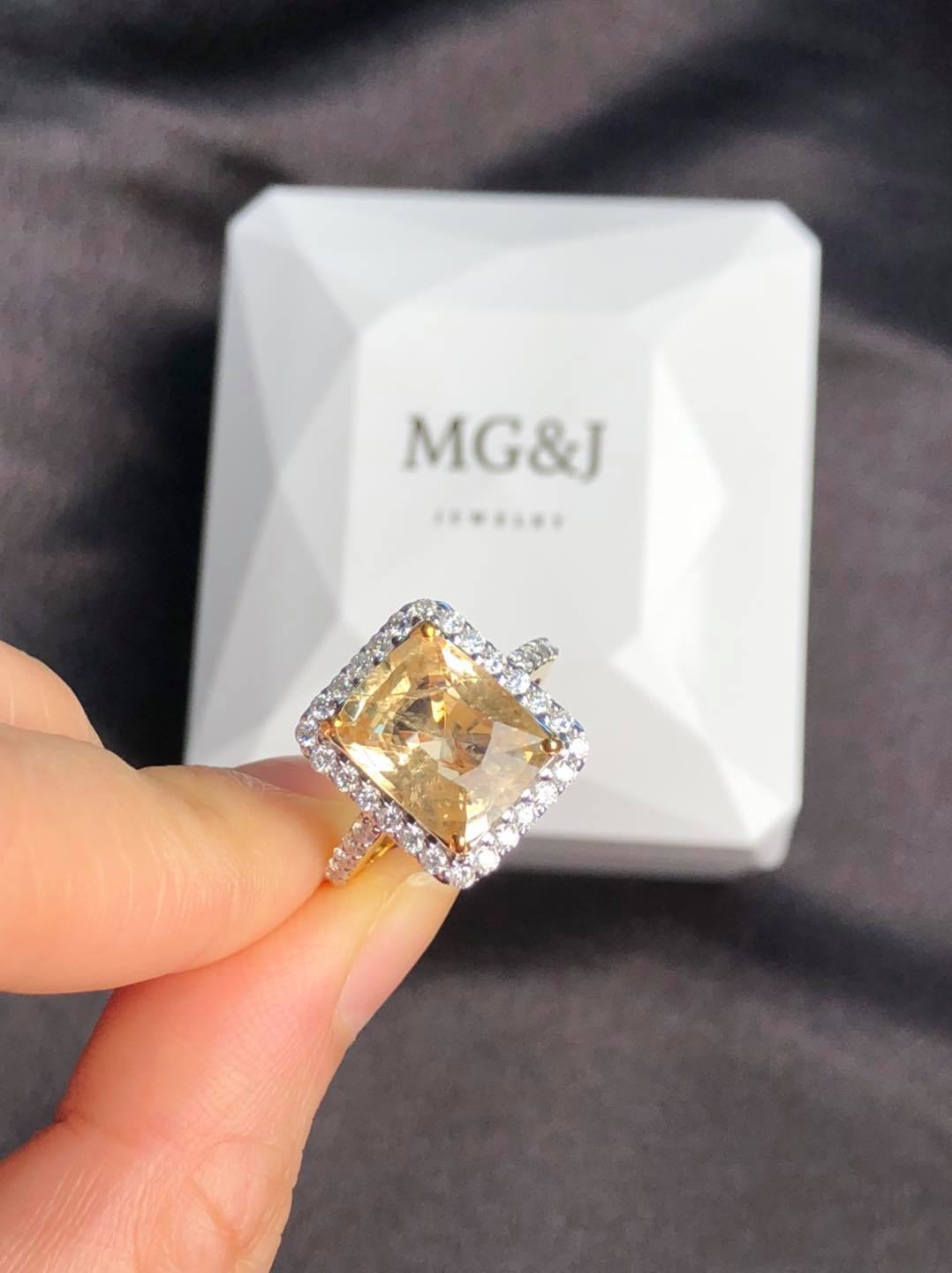 Natural Yellow Danburite and Diamond Ring