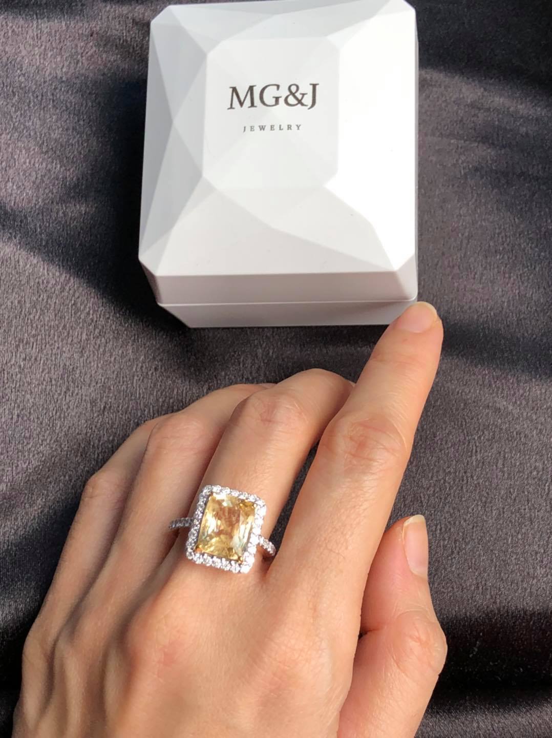 Natural Yellow Danburite and Diamond Ring