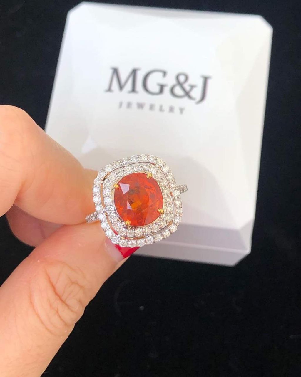 Spessartine Queen Orange Garnet And Diamond Ring
