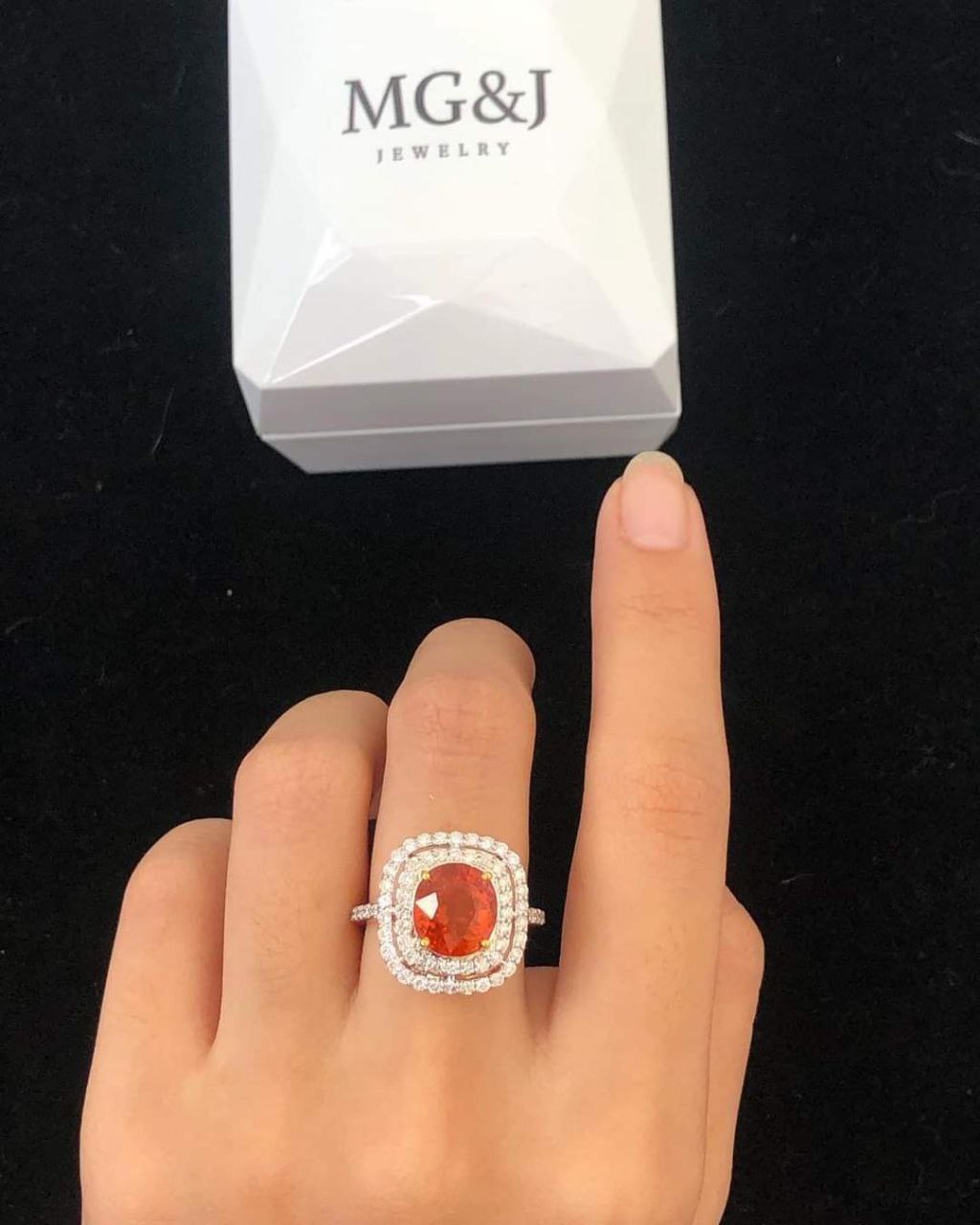 Spessartine Queen Orange Garnet And Diamond Ring