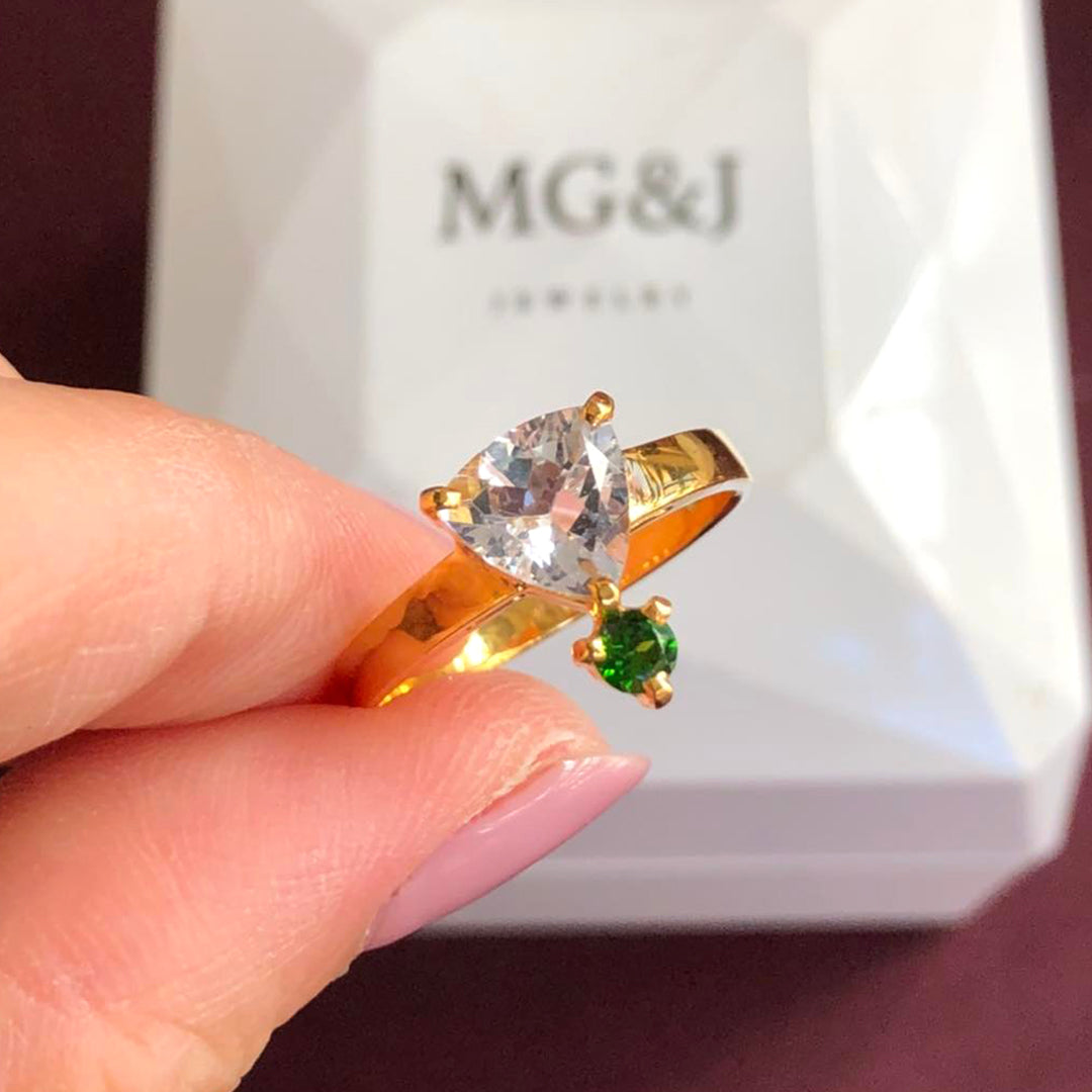 Natural Topaz and Diopside Ring