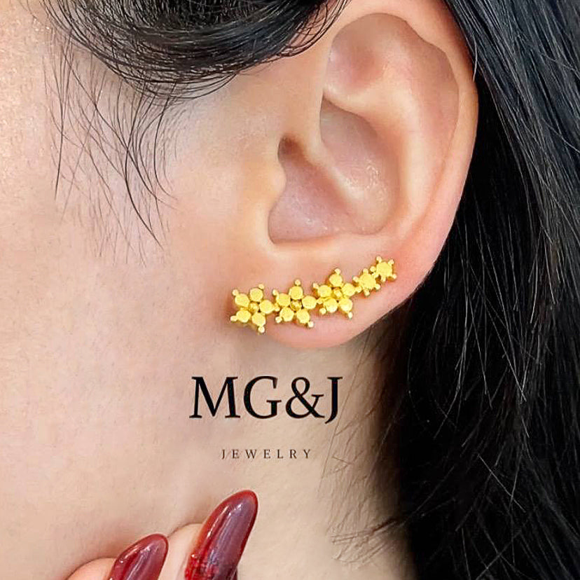 Golden Flower Press-On Earrings