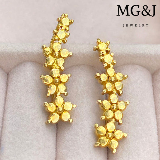 Golden Flower Press-On Earrings