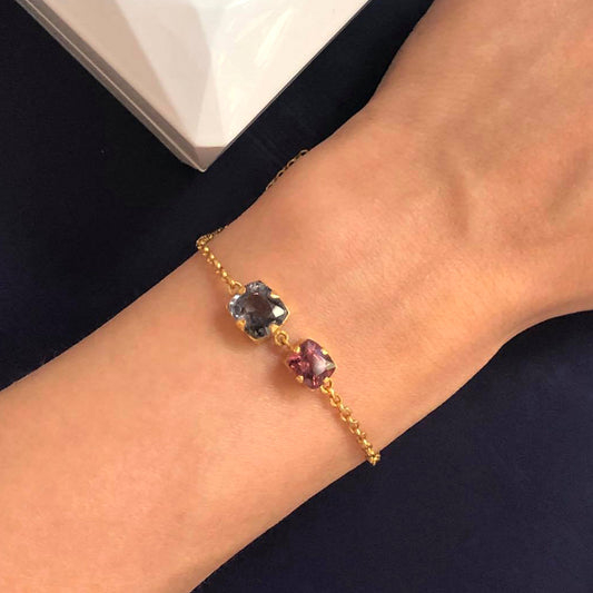 Natural Pink Spinel And Gray Spinel Bracelet