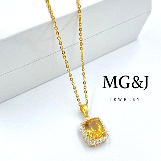 Citrine and Diamond Pendant