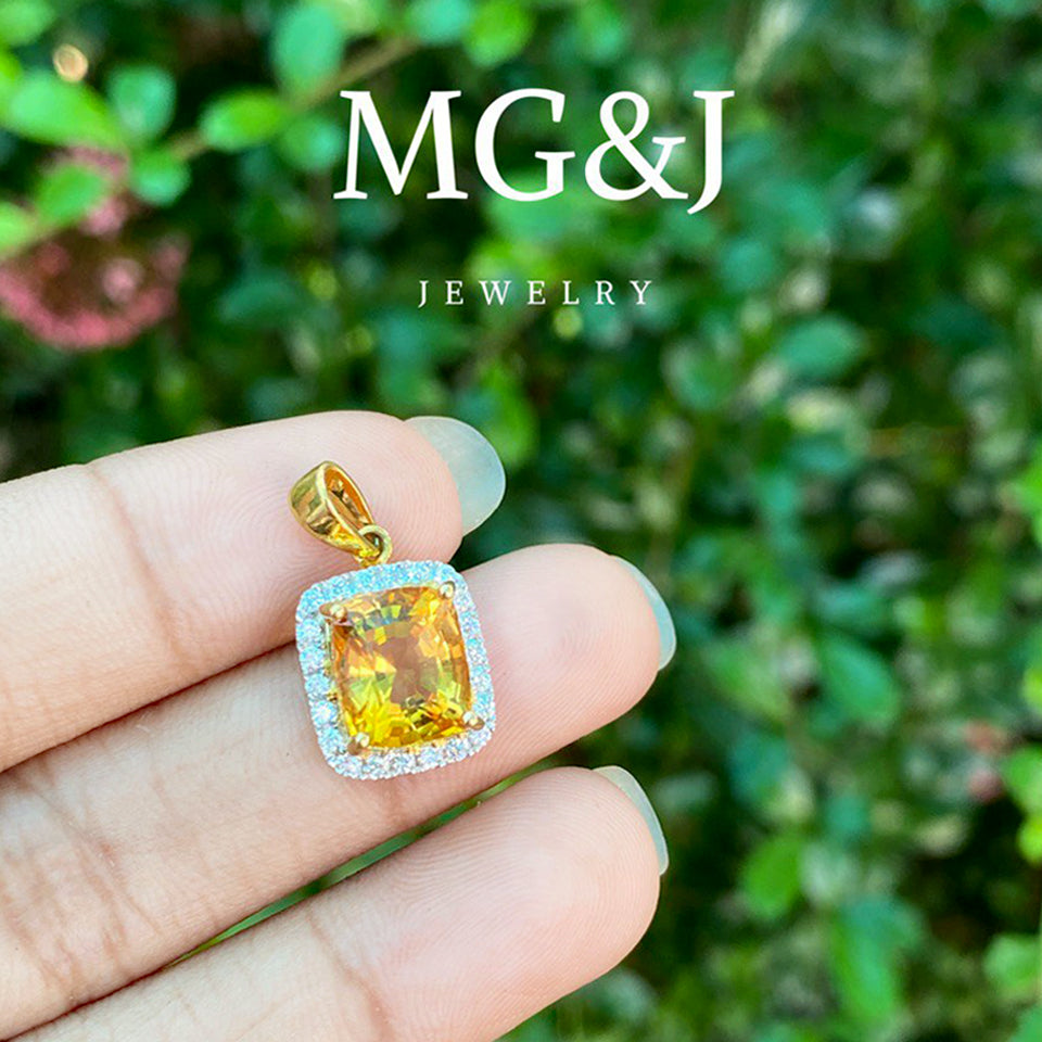 Citrine and Diamond Pendant