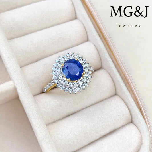 Sapphire Double Halo Diamond Ring